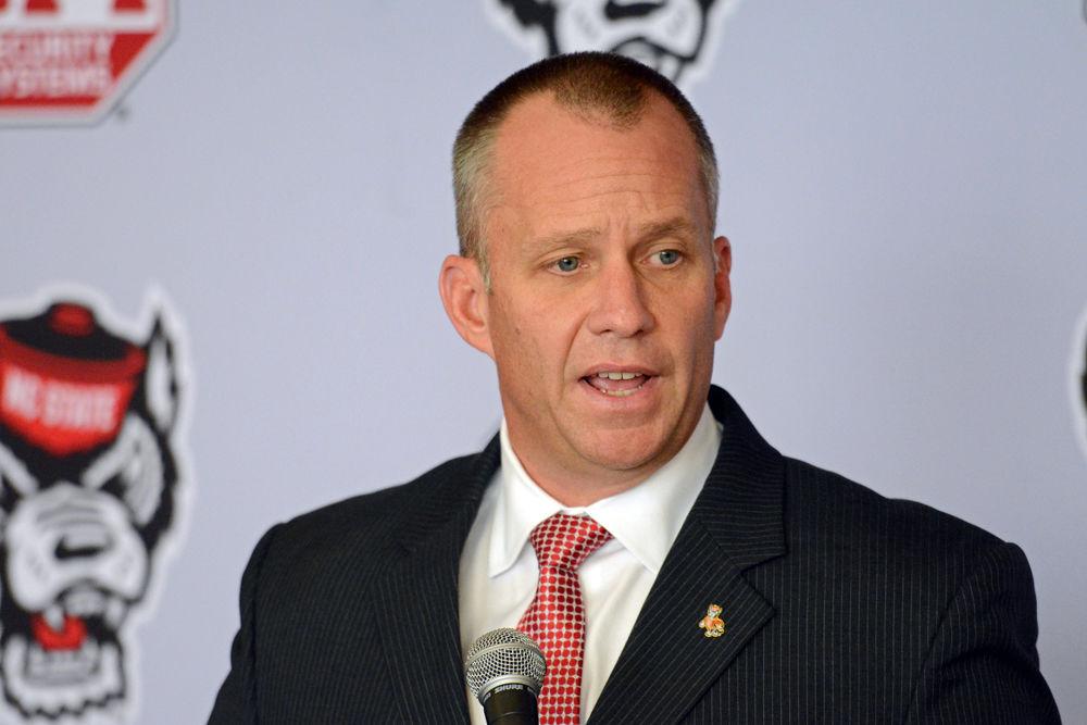 Head Coach Dave Doeren speaks during a press conference for national signing day on Wednesday, Dec. 19 in C. Richard Vaughn Towers at Carter-Finley Stadium. Doeren emphasized continued development of a family atmosphere in order to recruit at a high level.