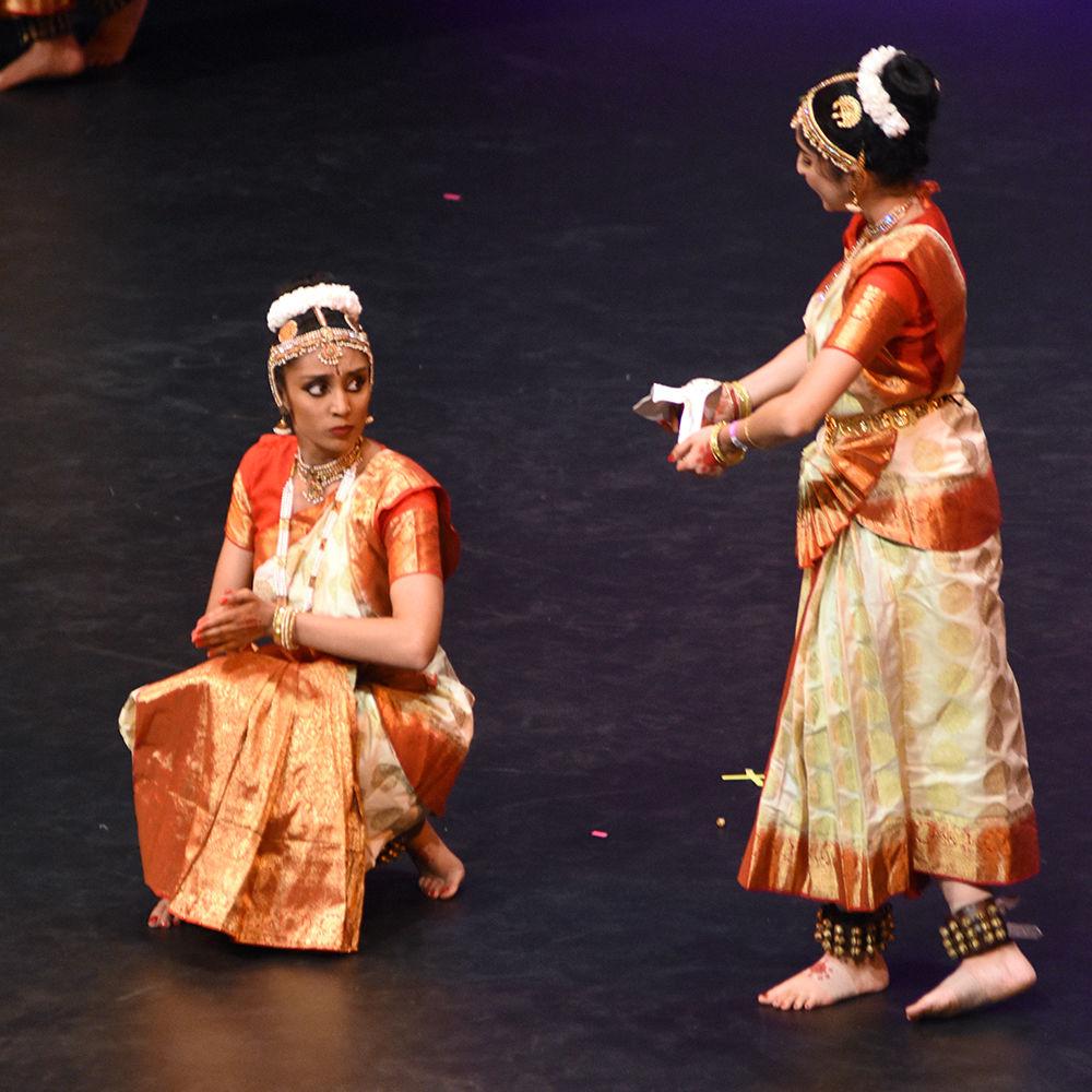 Sahithya of Texas A&amp;M University told the story of "The Phantom of the Opera" during their performance at Navarasa 2019. Manali Gore, playing the role of Christine, returned the mask of the Phantom, played by Manu Garikipati, in a gesture of acceptance. Navarasa took place in Stewart Theatre on Saturday, Jan. 26, co-organized by NC State students Pranathi Sana and Atif Mahmood.