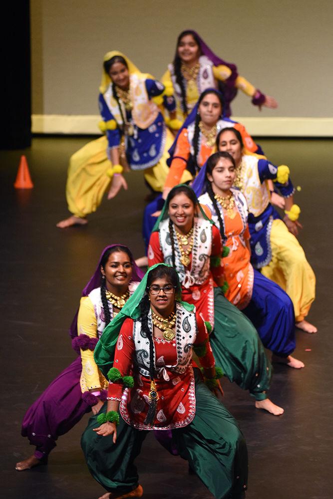 Nehriyan Bhangra, an all female collegiate bhangra team from Rutgers University, danced during Navarasa after the Indian classical dance performances. Navarasa was hosted by NC State in Stewart Theatre on Saturday, Jan. 26, 2019.