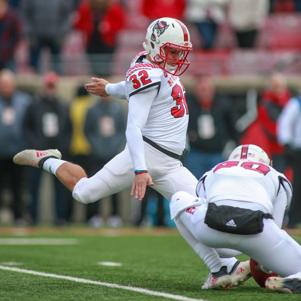 Freshman kicker Christopher Dunn kicks a field goal early on during the 52-10 rout of Louisville on Saturday, Nov. 17 in Cardinal Stadium.