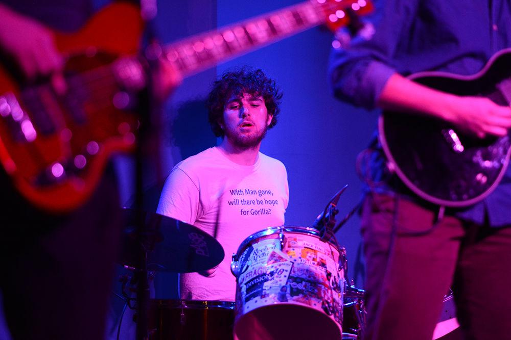 The drummer for pop artist Max Gowan performs at Kings Raleigh during the 16th annual Double Barrel Benefit on Friday, Feb. 1. Proceeds from the fundraiser go towards NC State's radio station, 88.1 WKNC.