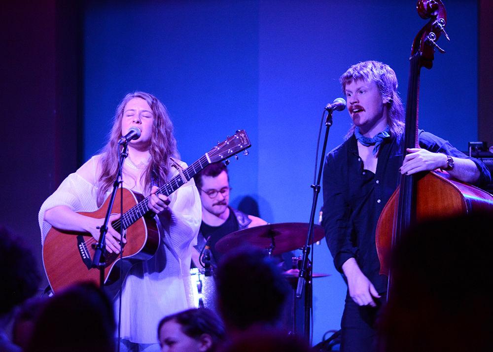 Headlining act Kate Rhudy, a Raleigh-based folk artist, and Alex Bingham perform at Kings Raleigh during the 16th annual Double Barrel Benefit on Friday, Feb. 1. Proceeds from the fundraiser go towards NC State's radio station, 88.1 WKNC.