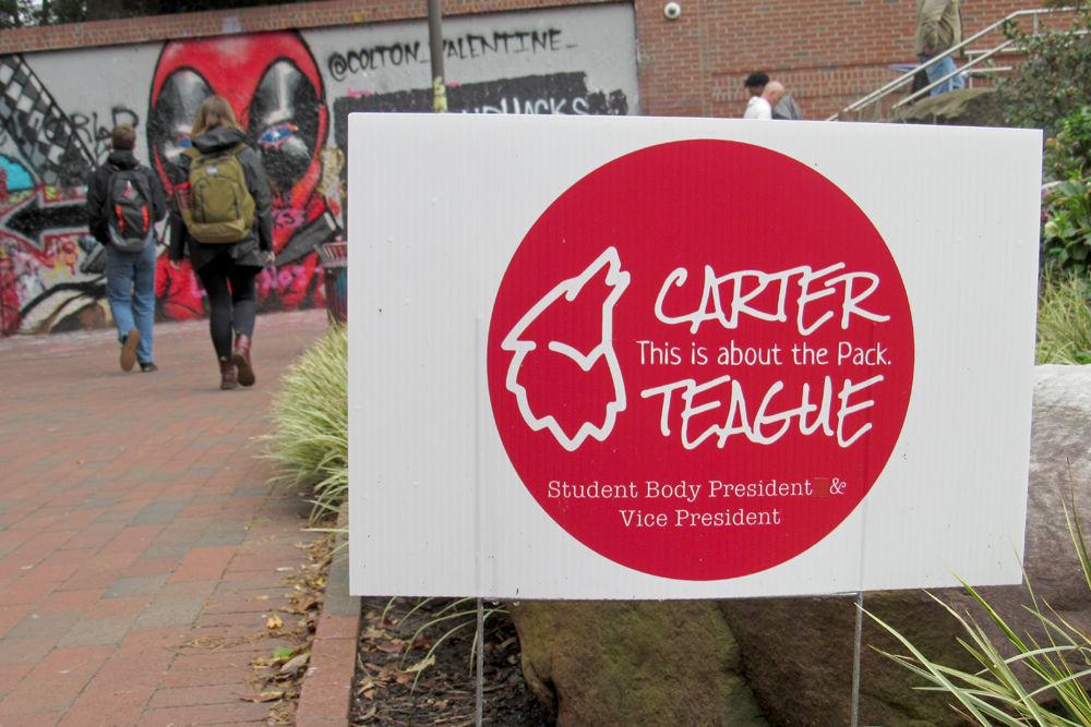 Campaign signs are all around campus preceding the NC State Student Government elections that open up Monday, March 4 at 8 p.m.