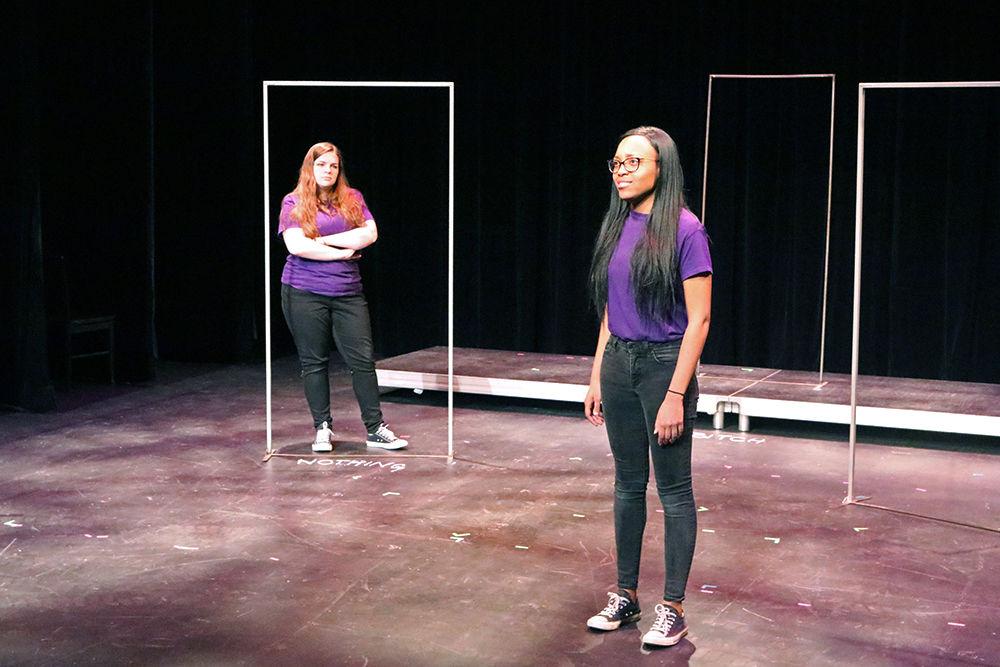 Dani Coan, a third-year studying engineering first year and Mikayla Welker, a third-year studying electrical engineering, perform in A Good Little Rain at a dress rehearsal in Steward Theatre on Monday, March 18. A Good Little Rain will be showing at Steward Theatre from Mar. 20-24.