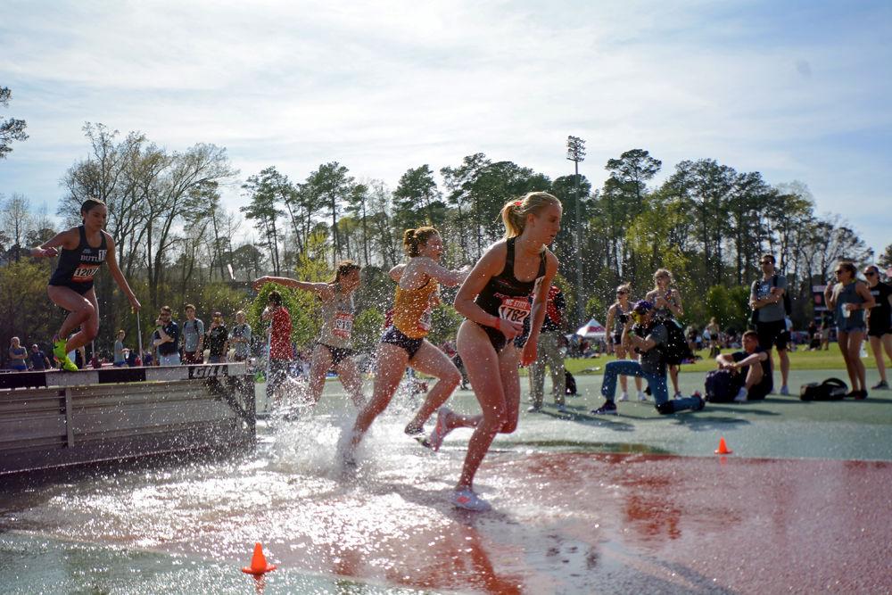 Redshirt freshman Julia Zachgo competes in the 3000-meter steeplechase during Raleigh Relays on Friday, March 29. 2019 at Paul Derr Track &amp; Field Facility. Zachgo placed 1st in her section and 8th overall, with a time of 10:28.82.