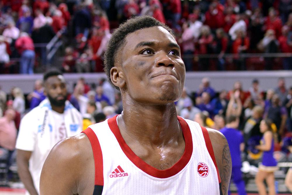 Junior guard Markell Johnson walks off the court after the loss to Lipscomb in Reynolds Coliseum on Wednesday, March 27, 2019. Johnson scored 19 points and had 5 assists. The Wolfpack lost 94-93 to Lipscomb, causing them to get knocked out of the NIT and end their season.