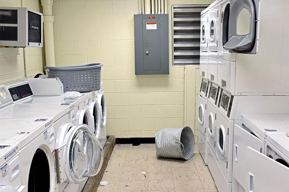 The washing machines in the laundry room of Lee Residence Hall on Sunday, March 24, 2019.