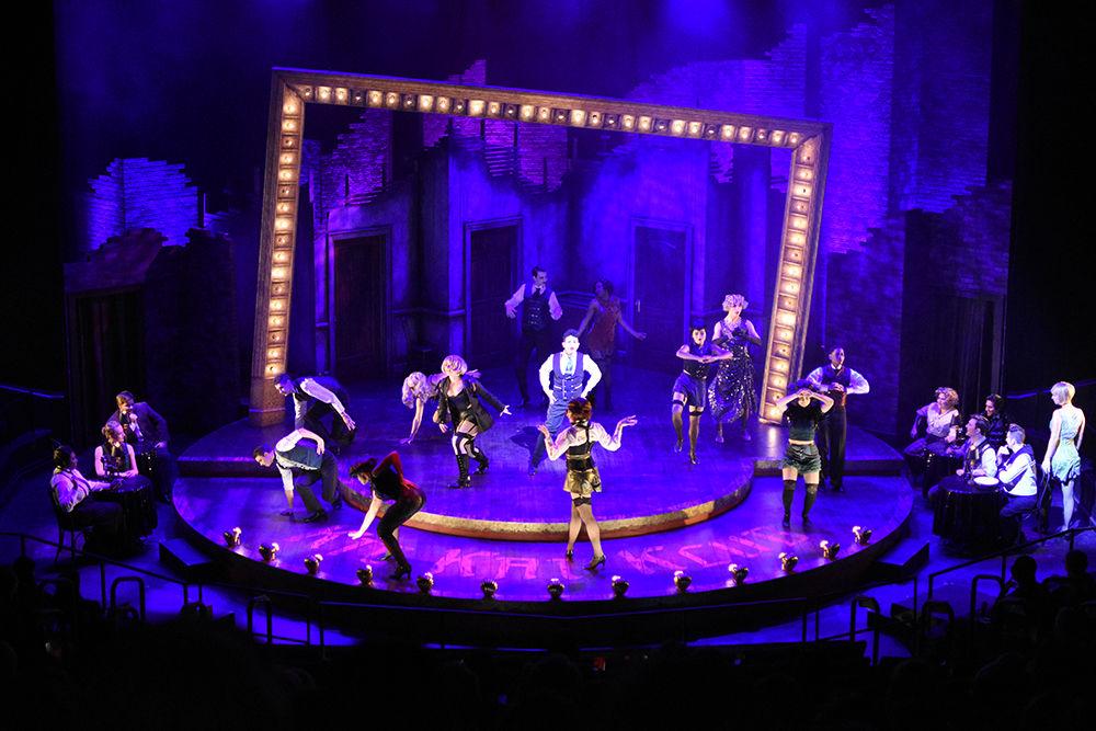The Kit Kat Klub's emcee introduces the audience to the cast of the cabaret during the musical number &#8220;The Kit Kat Klub&#8221; during the musical &#8220;Cabaret.&#8221; The preview show for &#8220;Cabaret&#8221; took place on Feb. 20 at Stewart Theater in Talley Student Union.