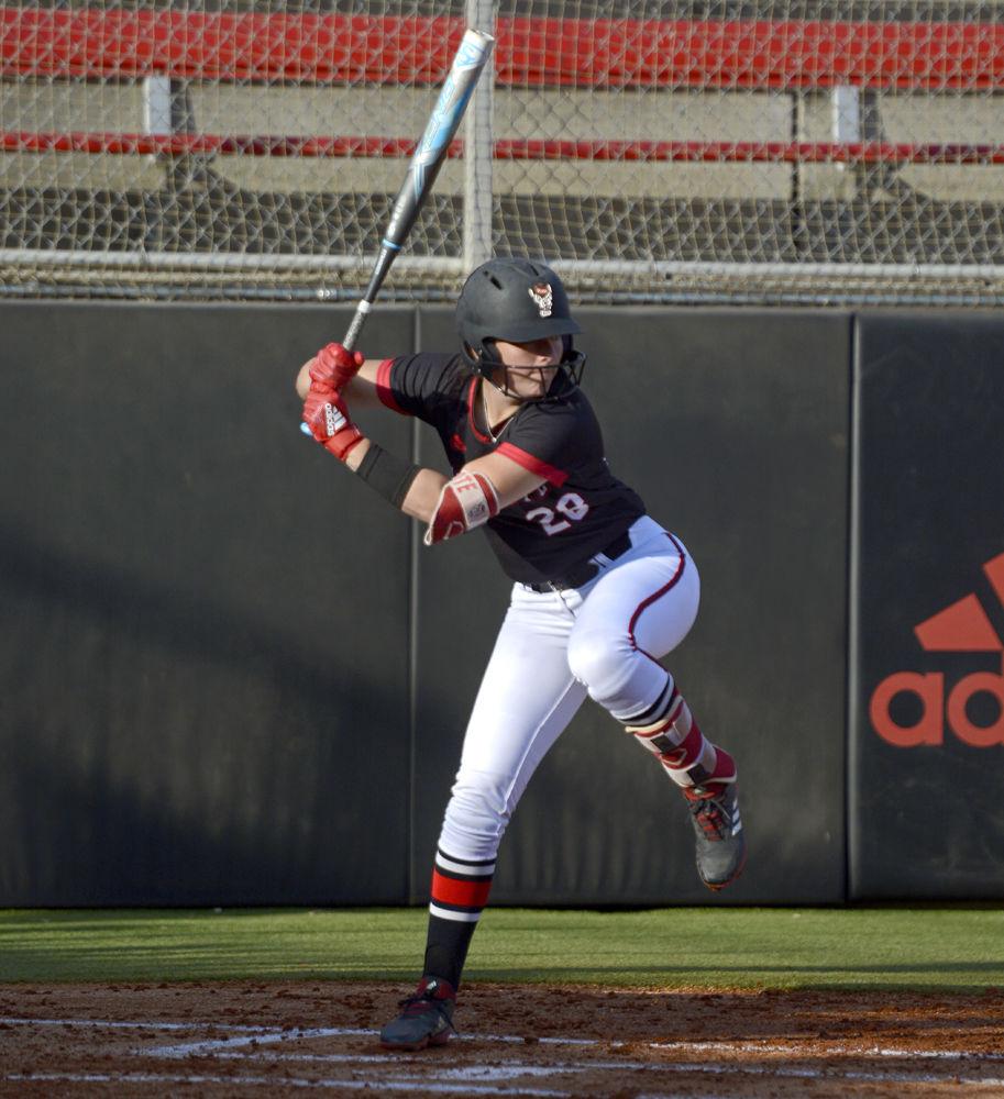 Junior right fielder Brigette Nordberg prepares to hit against Campbell on Wednesday, April 24. Brigette had three hits against Campbell at Dail Softball Stadium.
