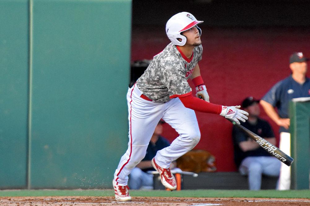 Junior shortstop Will Wilson looks up at the ball at the baseball game on Saturday, March 30, 2019 at Doak Field at Dail Park. The Wolfpack beat Virginia 3-0 at their military appreciation game.