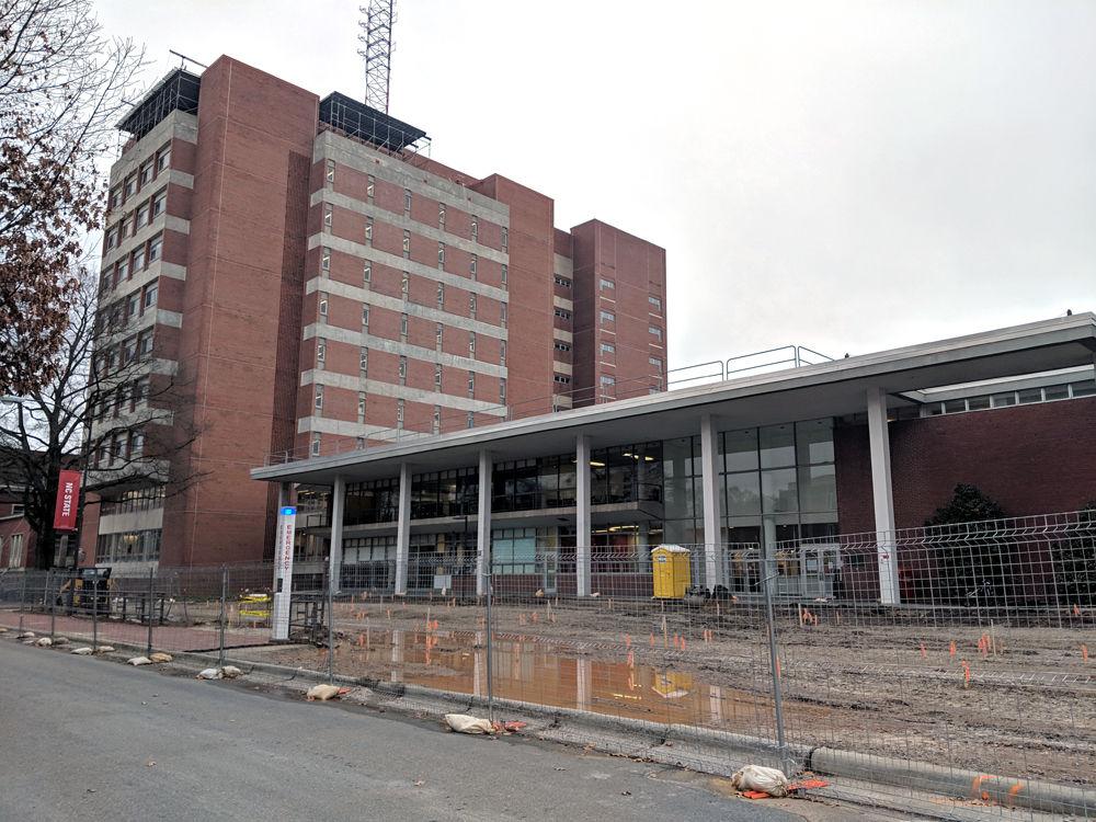 Construction on the Hillsborough Street entrance of D.H. Hill Library is underway and is expected to be completed by the end of the spring 2019 semester. Photo taken on Sunday, March 3, 2019.