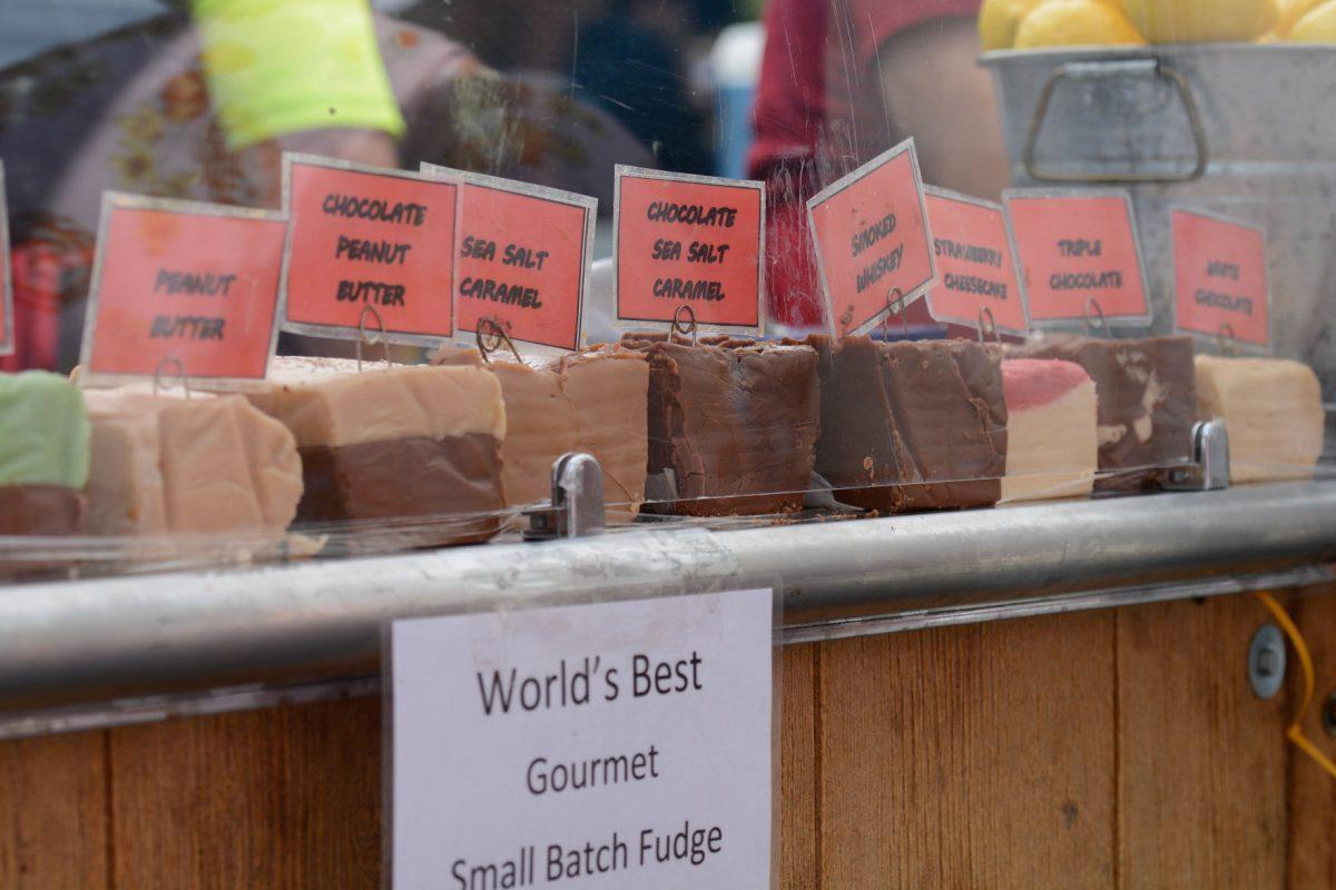Fudge at Palmetto Fudge Bar displays a variety of flavors at the international food festival on Saturday, Jun. 8, 2019 at City Plaza in downtown Raleigh.