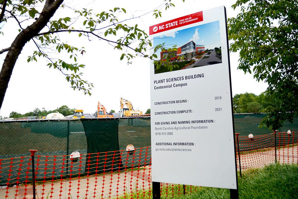 The new NC Plant Sciences Initiative (PSI) building construction continues on centennial campus on Friday, July 19, 2019. The building will be located between Oval Drive and Partners Way.