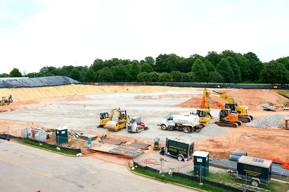 The new NC Plant Sciences Initiative (PSI) building construction continues on centennial campus on Friday, July 19, 2019. The building will be located between Oval Drive and Partners Way.