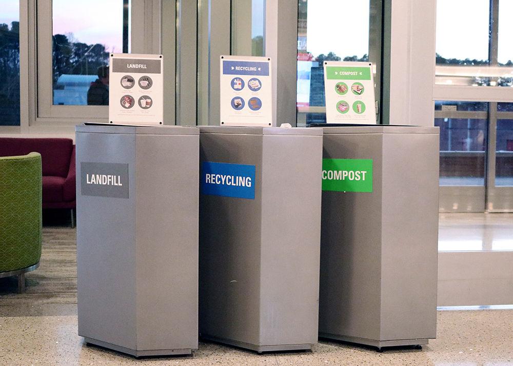 Compost receptacles are located throughout Central Campus and Centennial Campus.