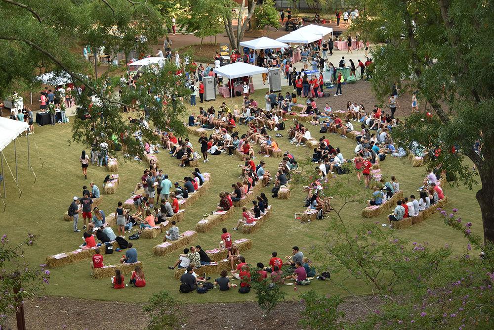 NCSU students enjoy live music and southern food outside Fountain Dining Hall at All Carolinas Meal onTuesday, Sept. 10, 2019.