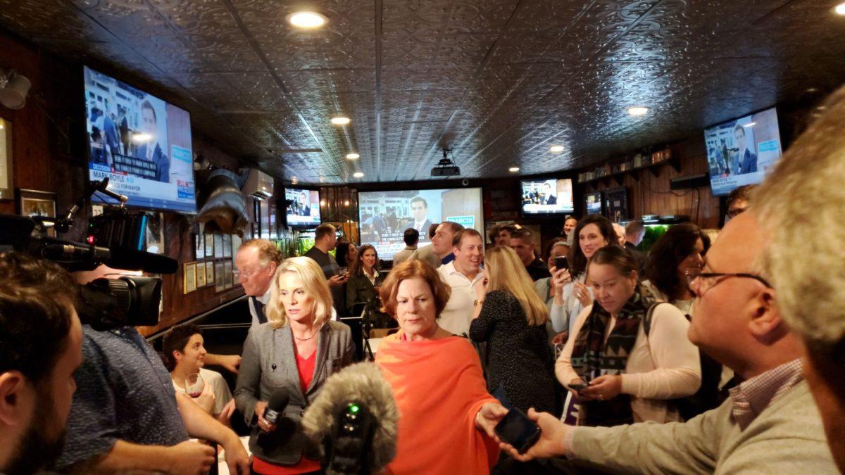 Raleigh mayoral candidate Mary-Ann Baldwin speaks at her watch party at Player's Retreat, on Tuesday, Oct. 8. Baldwin's opponent Charles Francis, who received the second-highest vote total in the race, will call for a run-off election between himself and Baldwin.