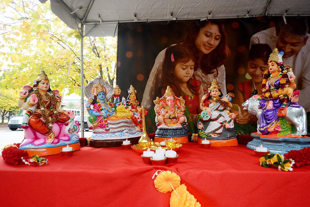 A display shows off Hindu deities at Diwali on Tuesday, Oct. 29, 2019, at the Poole College of Management. Diwali is a Hindu festival of lights, and marks the beginning of the fiscal year in India.