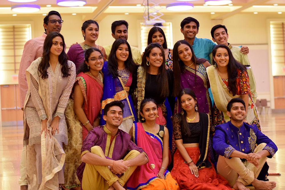 Students are dressed in traditional and cultural wear during Garba celebrations in the Talley Ballroom on Saturday evening, October 19, 2019. Garba is dance form with origins in the state of Gujarat in India performed centrally around a picture of Goddess Shakti.