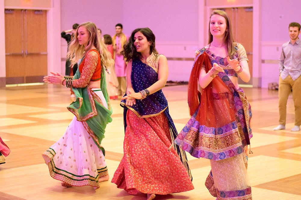 Students dance as part of Garba celebrations in the Talley Ballroom on Saturday evening, October 19, 2019. Garba is dance form with origins in the state of Gujarat in India performed centrally around a picture of Goddess Shakti.