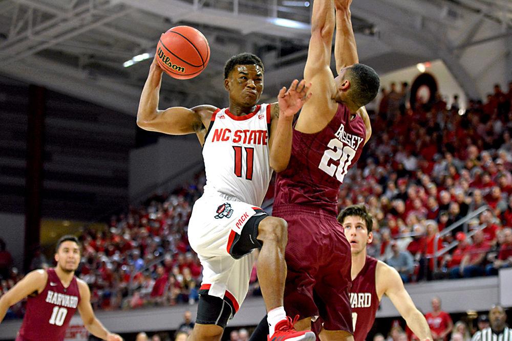 Junior guard Markell Johnson attempts a layup during NC State's second-round NIT matchup against Harvard on March 24, in Reynolds Coliseum. Johnson scored 13 points during the Wolfpack's 78-77 victory.