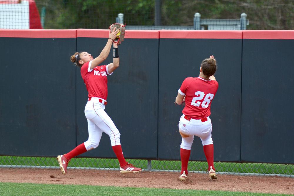 Junior outfielder Angie Rizzi catches the ball during the game against Syracuse on Sunday, April 7, 2019 at Dail Softball Stadium. The Wolfpack lost 5-3 as Rizzi went 2-3 with one strikeout.