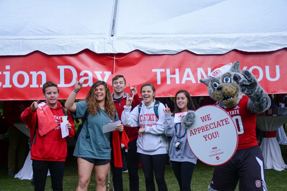 At NC State's Pack Appreciation Day event students were able to have thank you videos recorded and sent to donors. NC State's donors contribute greatly to the school's programs, facilities, research, experiences, and scholarships. Pack Appreciation Day took place on Monday, Nov. 4, 2019 at Stafford Commons.