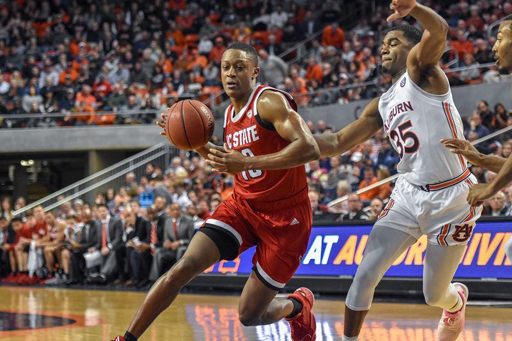 Redshirt senior guard C.J. Bryce makes a break for the basket against Auburn on Thursday, Dec. 19, 2019 at Auburn Arena in Alabama. Bryce had a double-double, contributing 21 points in the 79-73 loss to the Tigers.