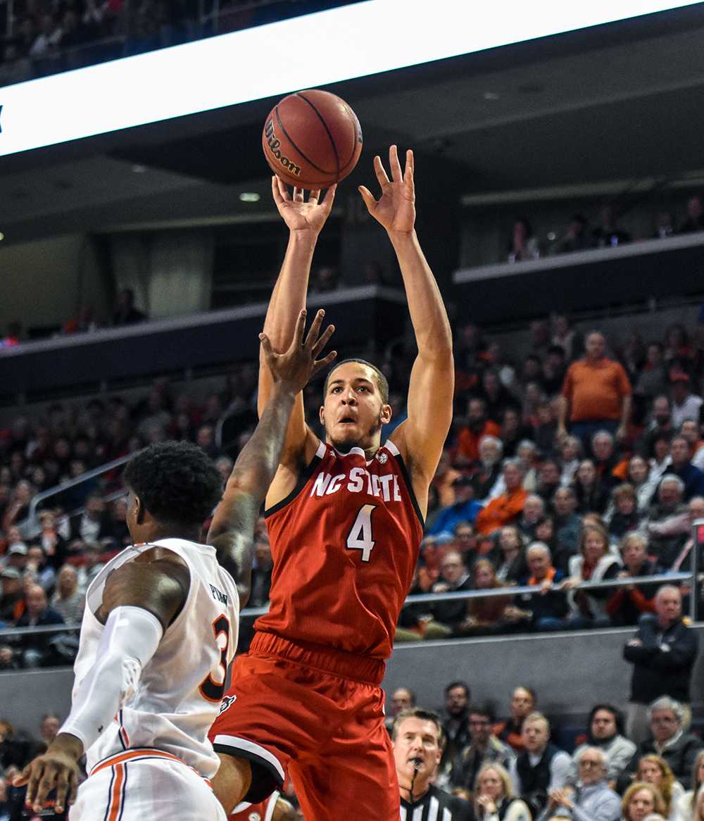 Sophomore forward Jerricole Hellems takes a shot from inside the paint against Auburn on Thursday, Dec. 19, 2019 at Auburn Arena in Alabama. Hellems went 1-9 from the field and totaled 3 points in the 79-73 loss to the Tigers.