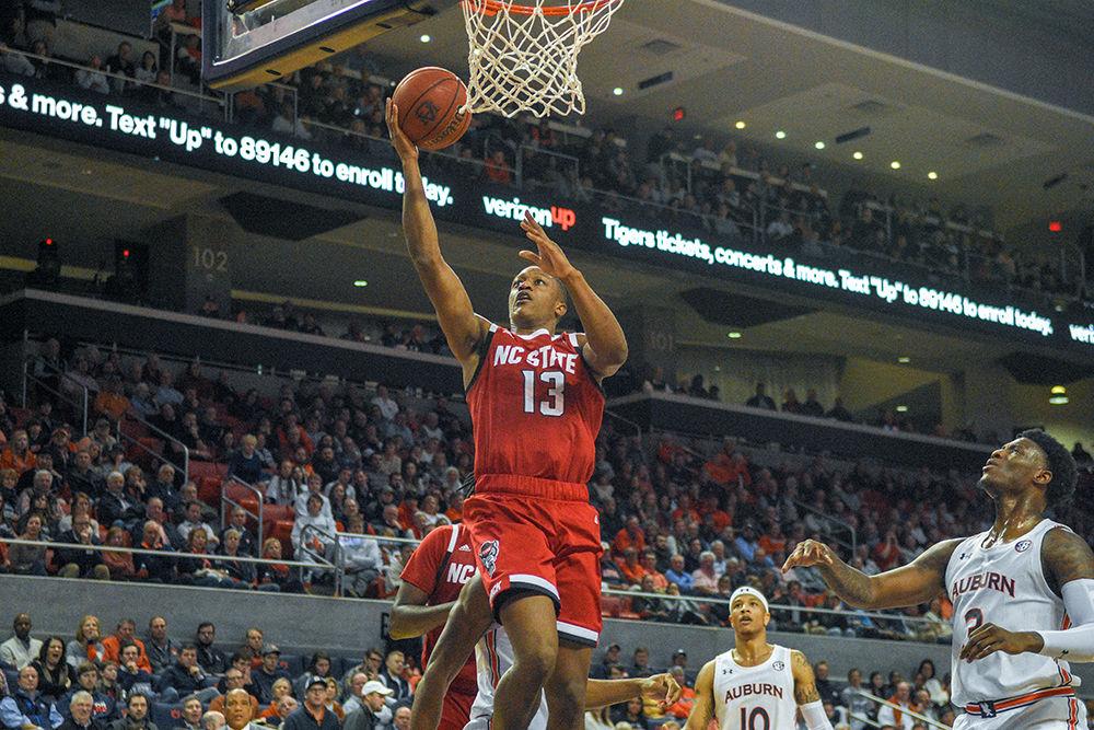 Redshirt senior guard C.J. Bryce goes up for a layup against Auburn on Thursday, Dec. 19, 2019 at Auburn Arena in Alabama. Bryce had a double-double, contributing 21 points in the 79-73 loss to the Tigers.
