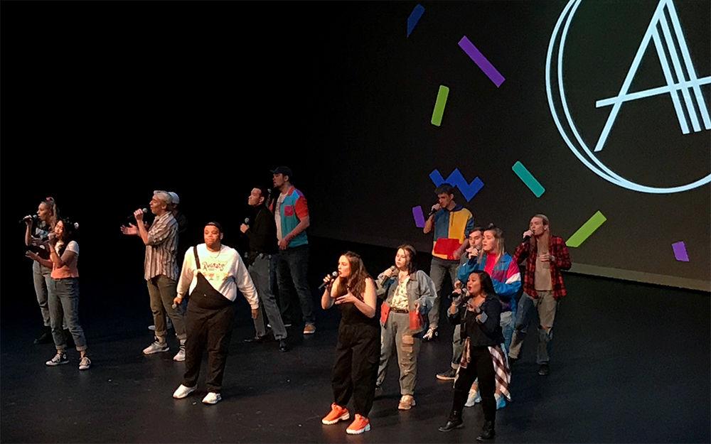 Acapollogy performs at its 25th anniversary concert, titled&#160;Quarter Life Crisis, on December 7, 2019 at Stewart Theatre in Talley Student Union.&#160;