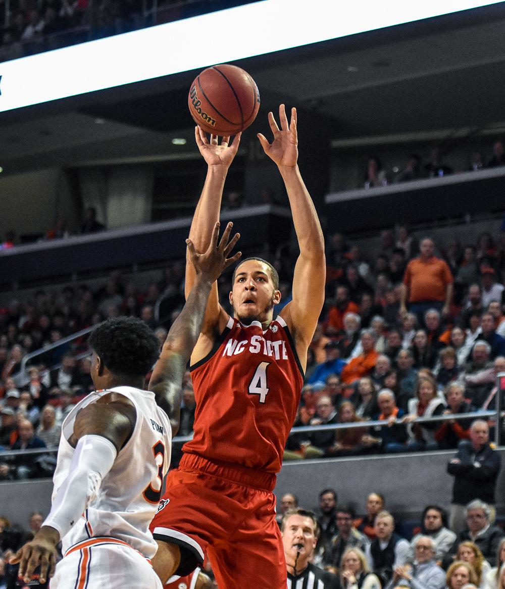 Sophomore forward Jerricole Hellems takes a shot from inside the paint against Auburn on Thursday, Dec. 19, 2019 at Auburn Arena in Alabama. Hellems went 1-9 from the field and totaled 3 points in the 79-73 loss to the Tigers.