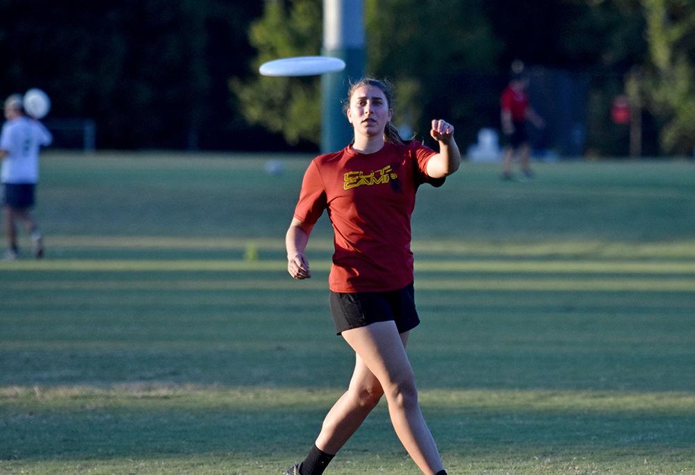 The NC State women's club ultimate team practices on Tuesday, September 24, 2019 at Method Community Park.