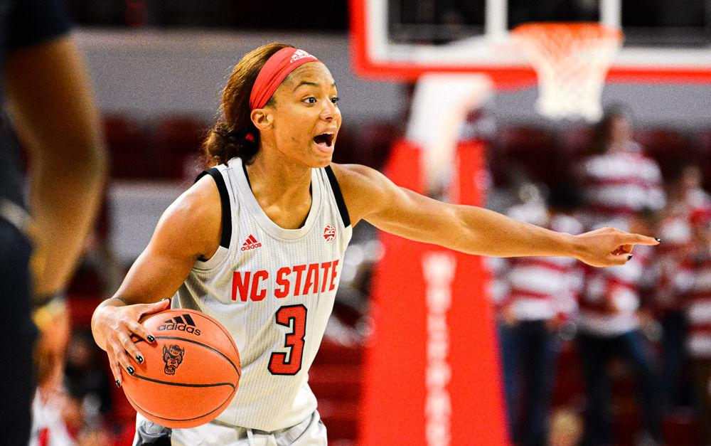 Junior guard Kai Crutchfield runs the point against NC A&amp;T on Wednesday, Nov. 6, 2019 at Reynolds Coliseum. Crutchfield recorded five assists as the Wolfpack won 80-44.