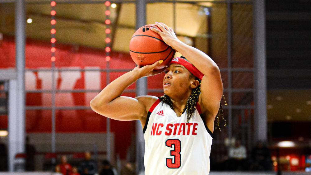 Junior guard Kai Crutchfield shoots against Chattanooga on Thursday, Dec. 19, 2019 at Reynolds Coliseum. Crutchfield scored six points as the Wolfpack won 74-38.
