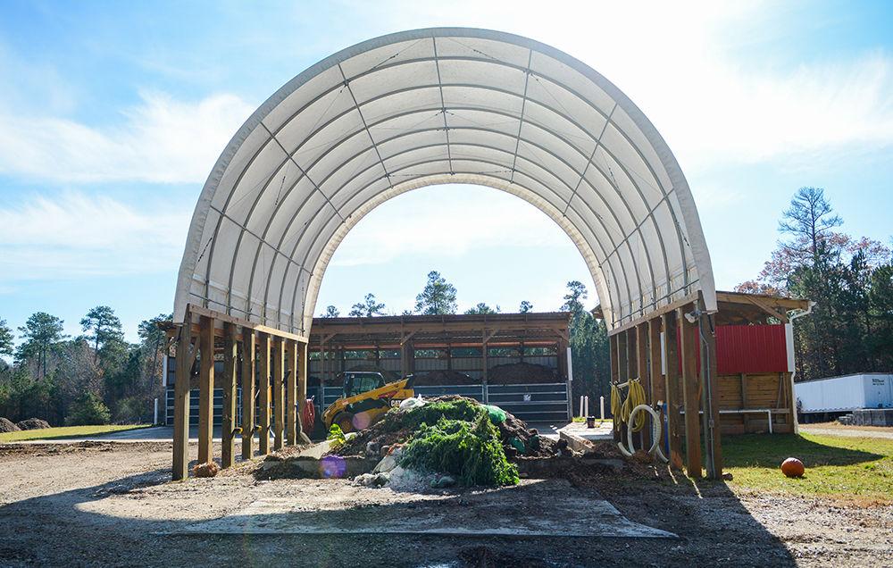Compost facility takes compost materials into turns them into nutrient-rich soil at NCSU's new compost facility on Dec. 4, 2019. The new compost facility started running in August of 2019. The facility collected about 15 tons of compost per week from NC State. The facility used natural processes over a course of 4 months to reach the soil that is rich in nutrients.