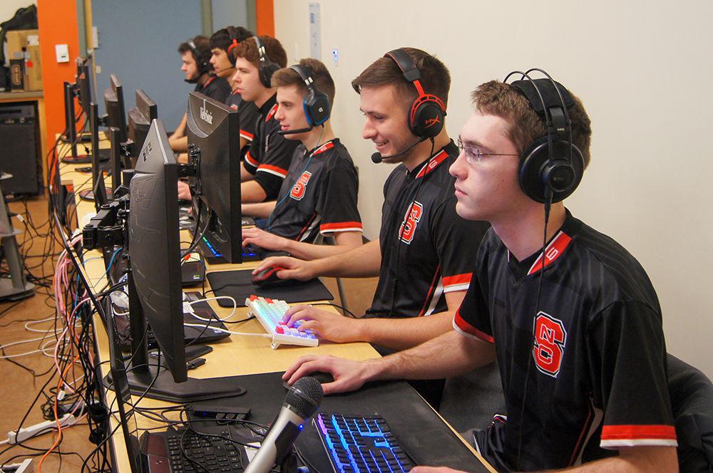 The NC State Overwatch team plays against UNC on Saturday, Feb. 29, 2020, at the Frank Porter Graham Student Union. NC State won 3-1 over UNC Esports.