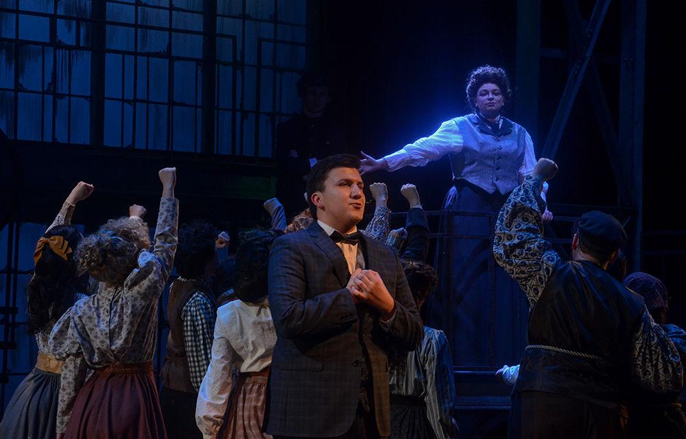 The cast of Ragtime performs a musical number on stage in Stewart Theater on Monday, Feb. 18, 2020.