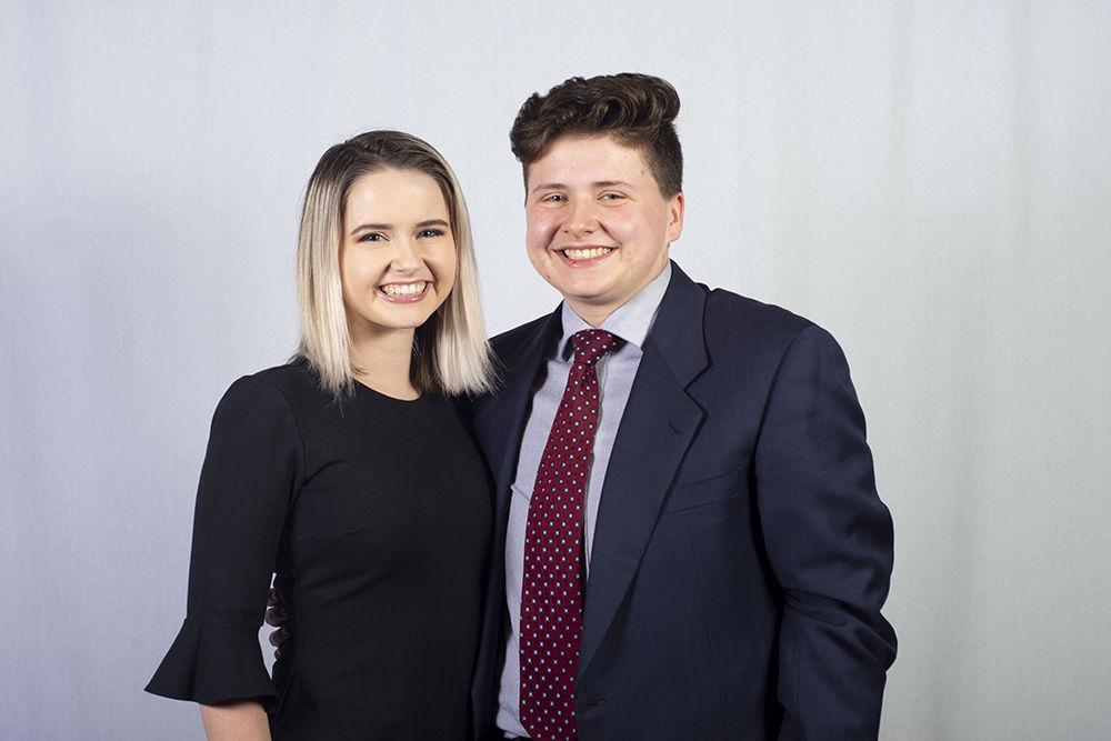 Hannah Stoltz, a sophomore majoring in fashion and textile management and business entrepreneurship, and Max Stoltz, a junior majoring in parks, rec, and tourism management are running for Student Body vice president and president, respectively.