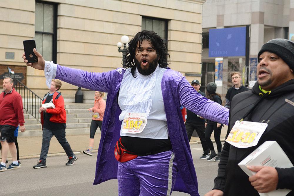 Chadwick Franks and Dontrell Thompson get pumped during the Krispy Kreme Challenge on Saturday, Feb. 1, 2020.