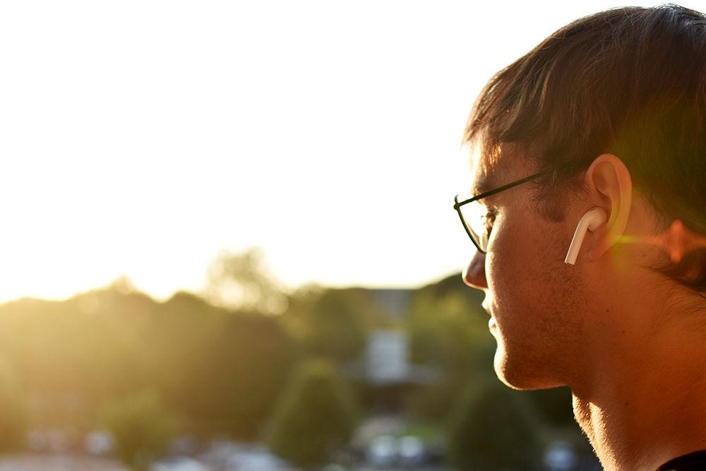 Austin Dunlow listens to music on Tuesday, Oct. 1, 2019. Music is a form of entertainment and students can be seen listening to music across campus.