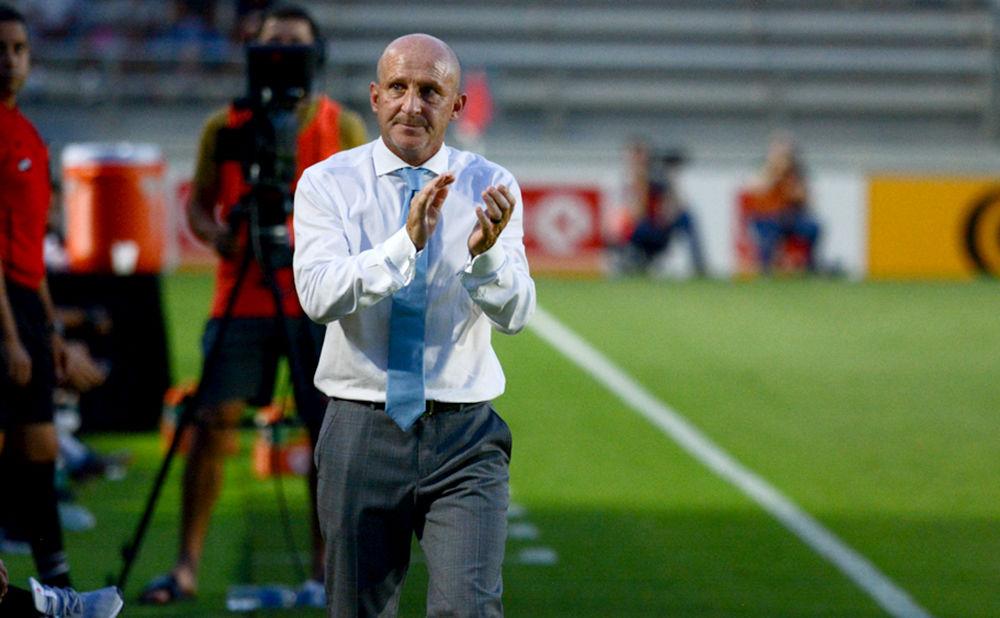 NC Courage head coach Paul Riley watches on during the club's match against Reign FC at WakeMed Soccer Park on Saturday, July 13, 2019. The Courage topped the Reign, 2-0.