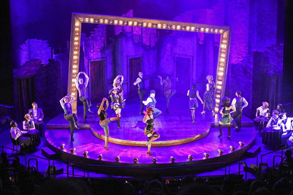 The Kit Kat Klub's emcee introduces the audience to the cast of the Cabaret during a musical number. The preview show for Cabaret took place on Tuesday, Feb. 19, 2019 in Stewart Theatre in Talley Student Union.