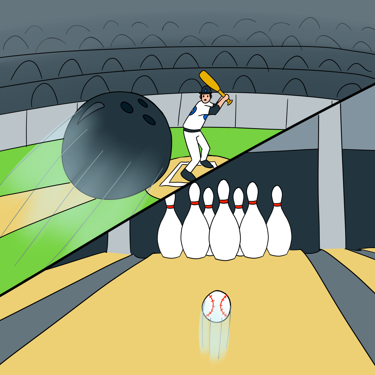 Bowling is inverted baseball graphic