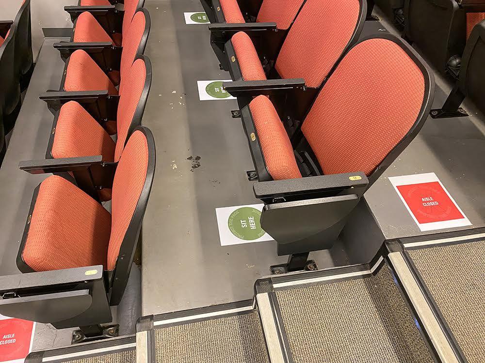 According to Liz Moore, facility planner, there will be signage in classrooms indicating which seats and aisles are available for student use for the fall 2020 semester, in order to maintain COVID-19 social distancing measures.&#160;