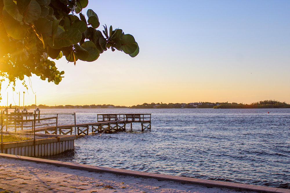 The sun sets over the water at Sandsprit Park in Stuart, Florida on Wednesday, June 17, 2020.