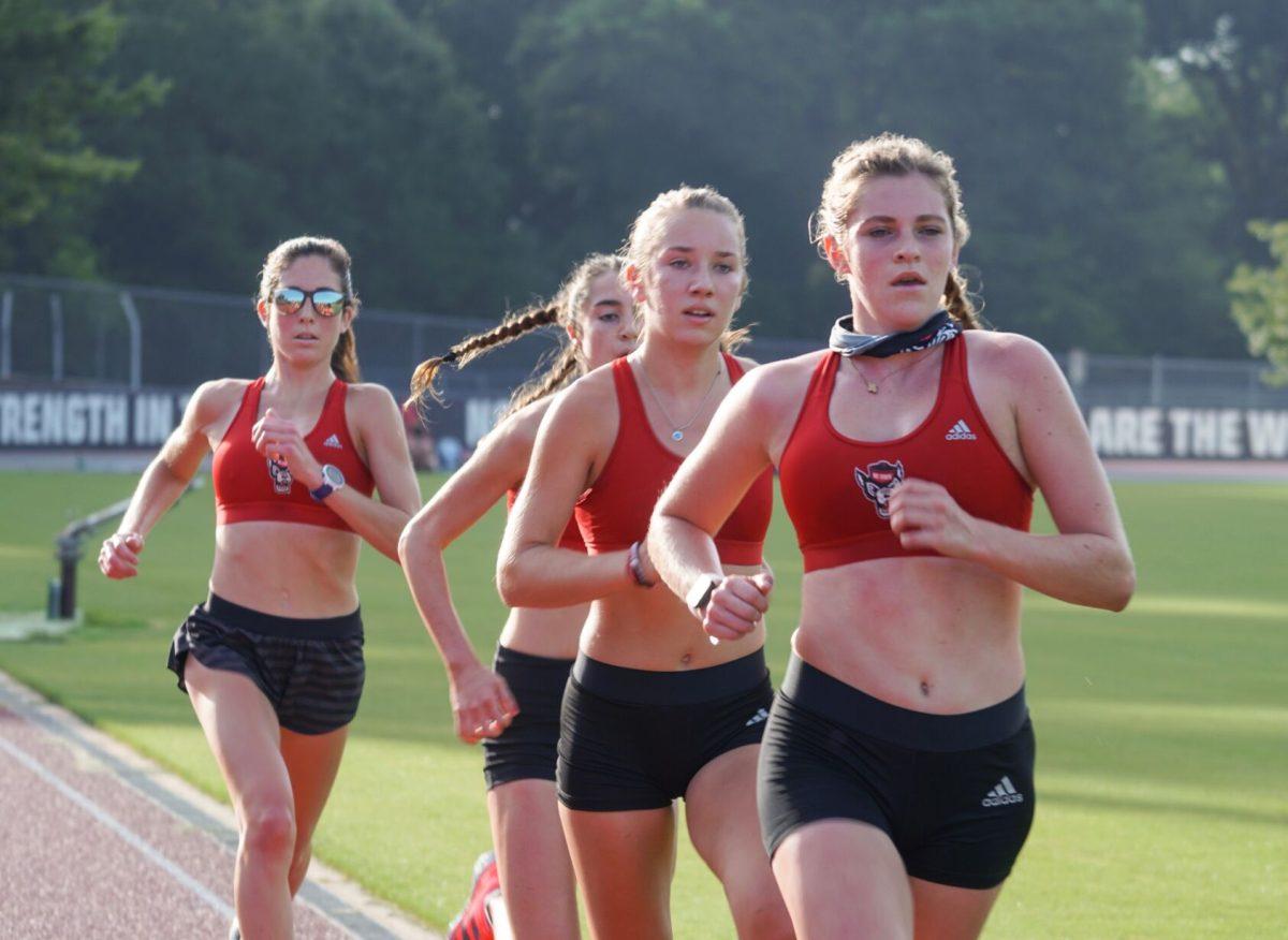 From left to right: senior Isabel Zimmerman, redshirt sophomore Ashley Holt, freshman Jenna Schulz, freshman Claire Walters.