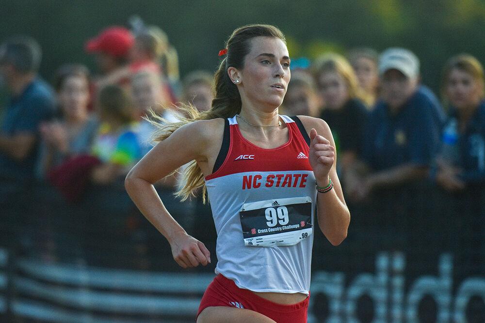 Freshman Mariah Howlett finishes the race with ease at the Adidas XC Challenge on Sept. 20, 2019. Howlett finished sixth, with a time of 17:15.1. In the women's 5k race, NC State took first overall.