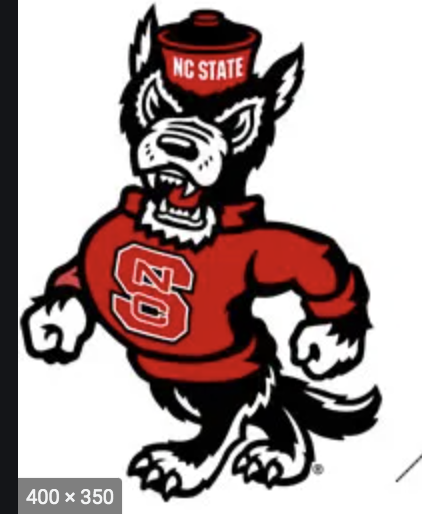 Although not Nola&#8217;s original sketch, this is a polished, finalized example of the popular &#8220;strutting wolf&#8221; image that has been used by the University in a variety of ways since 1965.