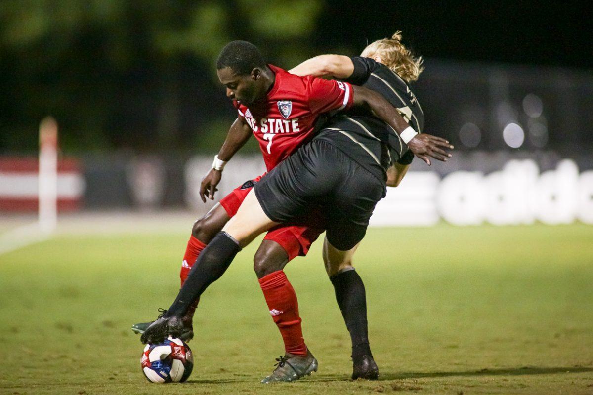 Sophomore forward Ivy Brisma fights for possesion during the 3-1 loss to No. 6 Wake Forest on Friday, Oct. 11, 2019 in Dail Soccer Stadium.